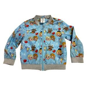 Disney Frozen Blue Print Jacket Size 4 Zip Front Elsa Anna